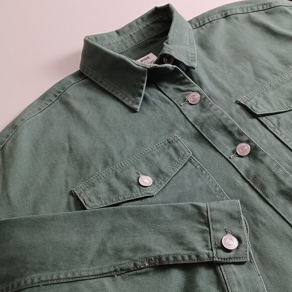 Ardene Green Cotton Twill Shirt Jacket - Picture 3 of 16